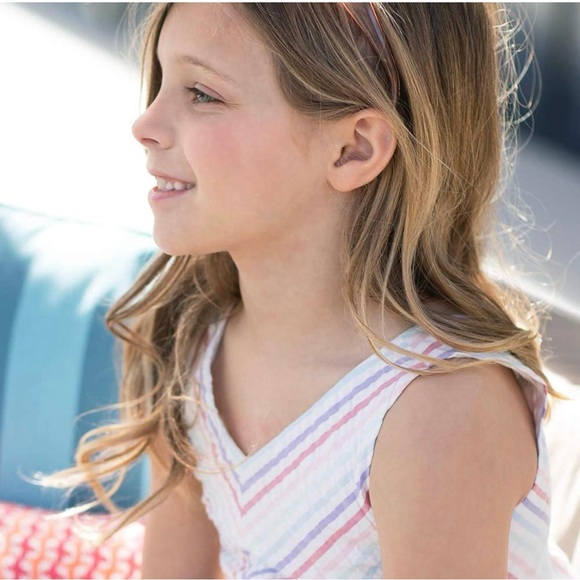 NEW 💕 Hope & Henry 100% Organic Cotton Rainbow-Colored Striped Party Dress - Picture 4 of 12